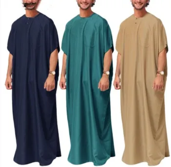 2023 Арабская Дубайская Длинная Рубашка Халаты Пакистанская Исламская Мусульманская Мужская Одежда Абайя Кафтан Мусульманская Мода Thobe Плюс Размер 5XL Кафтан