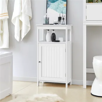 4-Уровневый деревянный шкаф для ванной комнаты SMILE MART для ванной комнаты, кухни, прихожей, Белая мебель для ванной комнаты