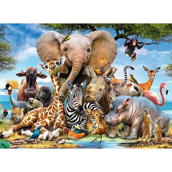 50 *70 см, 1000 шт, Животные, Сцена джунглей, Слон, лев, Рай для животных, Головоломка для Взрослых, Сборка Головоломок, Подарки