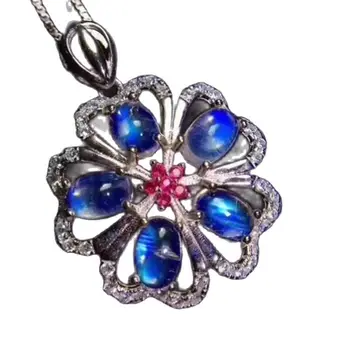 KJJEAXCMY бутик ювелирных изделий из стерлингового серебра 925 пробы, инкрустированный натуральным голубым лунным камнем, женский кулон, ожерелье, тест на поддержку