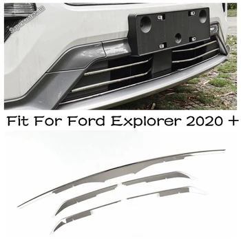 Lapetus Передний Центральный бампер Нижняя решетка Радиатора, декоративная решетка в полоску, отделка крышки, 5 шт., внешние детали, подходящие для Ford Explorer 2020 2021