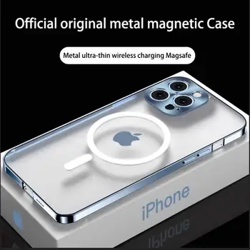 Беспроводной чехол для зарядки iphone 14 13 12 Pro Max Из металла, алюминиевого сплава, стекла, ультратонкой защитной магнитной задней крышки Magsafe