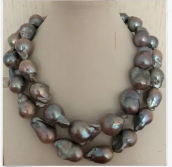 Великолепное 22-28 мм ожерелье из серебристо-серого жемчуга в стиле барокко Южного моря 38 дюймов 925 s