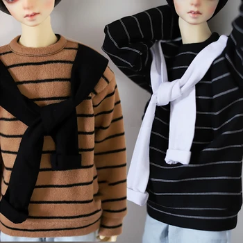 Детская одежда BJD для 1/3 1/4 дяди, Размер SD, Детская футболка с двумя накладными манжетами, повседневный свитер в полоску на шнуровке