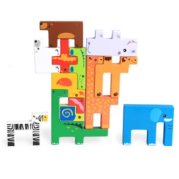 Детские экологически чистые деревянные развивающие игрушки с животными, трехмерные игрушки-головоломки, игра в укладку, игрушки, подарки для ребенка 3-6 лет