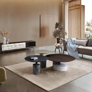 Дизайн чайного столика на мраморной основе Современный минималистичный мебельный салон Северной Европы, центр круглых журнальных столиков для гостиной