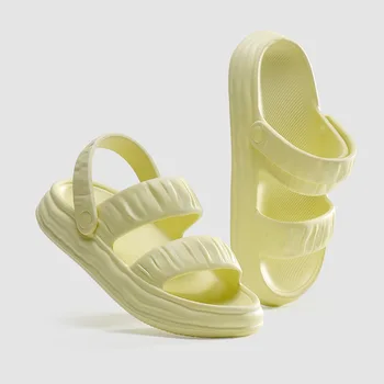 Дизайнерские женские Босоножки На толстом каблуке; Летняя Женская обувь-облако; Коллекция 2023 года; Мягкие Однотонные сандалии из ЭВА на нескользящей платформе; Sandalias De Mujer