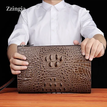 Клатч из крокодиловой кожи, мужская деловая кожаная сумка-конверт большой емкости, сумка для рук, мужская сумка