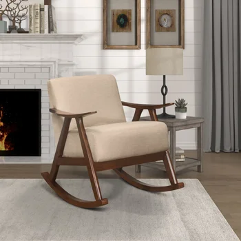 Кресло-качалка с тканевой обивкой OakvillePark Hamilton, светло-коричневый