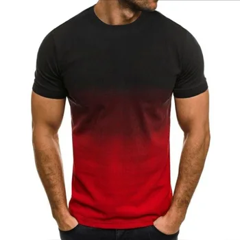 Летняя цветная постепенная смена, повседневная мужская футболка с 3D модным принтом, спортивный костюм, мужской уличный топ с коротким рукавом, мужская одежда Оверсайз