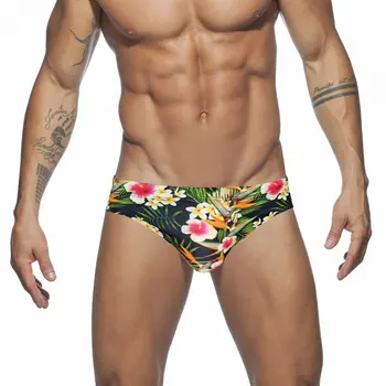 Мужские плавки, купальники, Мужской Сексуальный летний купальник, плавки с низкой талией, цветочный принт, пляжные шорты для серфинга, пляжная одежда