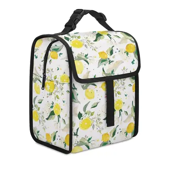 Мультяшная сумка-ланч с лимоном для работы, термосумка для ланча, большая вместительная сумка для ланча и офиса в одном, сумки для ланча для женщин