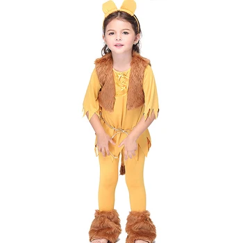 Новый комплект одежды для маленьких девочек из молочного шелка Король Лев, комплект одежды для косплея с животными, одежда для костюмированной вечеринки с героями мультфильмов