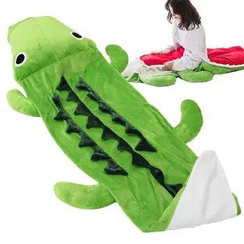 Одеяло из крокодиловой кожи, мягкий и удобный спальный мешок, уютные и пригодные для носки плюшевые мешки для сна с животными, одеяла для ночевок в кемпинге