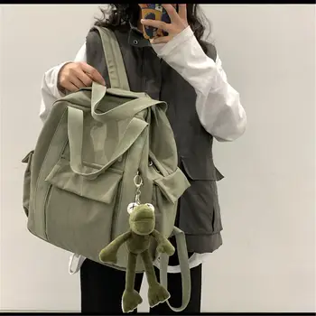 Однотонные Рюкзаки В Корейском стиле, Многофункциональный Дорожный рюкзак Большой емкости, ретро Водонепроницаемая сумка на плечо, школьная сумка для студентов
