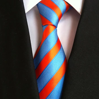 Повседневные галстуки для мужчин, ярко-синий и оранжевый Полосатый галстук, подходящий для свадебной вечеринки, Аксессуары для одежды, Мужские рубашки Унисекс, Галстуки