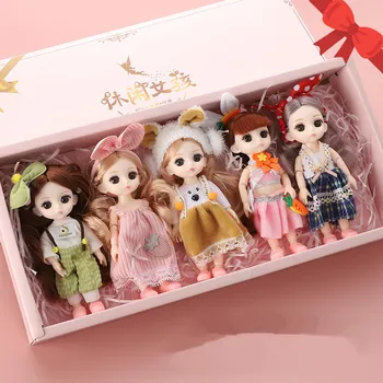 Подарочная коробка для куклы BJD 16 см, 6 предметов, Милые Игрушки Принцессы, 13 Подвижных Суставов, 3D Глаза, Модный Подарок На День Рождения Для Милой Девушки, Возвращение Домой
