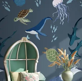 Пользовательские обои papel de parede 3D с животными подводного мира, китовая акула, обои для детской комнаты, аксессуары для украшения дома
