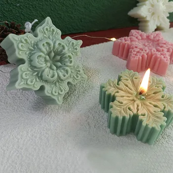 Рождественская силиконовая форма в виде снежинки, Форма для мыла, сделай сам, Ароматерапия, Шоколадная свеча, Принадлежности для изготовления свечей, Рождественские украшения