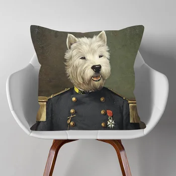 Собаки в военной форме, картины маслом, чехлы для подушек, Европейский ретро Элегантный портрет собаки, Декоративная наволочка