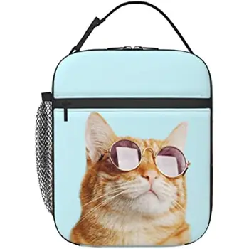 Солнцезащитные очки Cat Многоразовый Ланч-бокс, изолированный ланч-бокс, сумка-холодильник для ланча, сумки для ланча для мужчин, женщин, детская сумка-холодильник, сумка для пикника