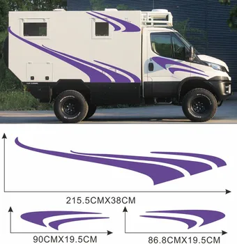 Фиолетовые полосы Графические наклейки Виниловые наклейки Для RV Caravan Двухстороннее украшение