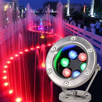 Фонтан из нержавеющей Стали с Регулируемым углом Наклона IP68 AC 12V RGB, меняющий цвет, Подводный светильник для Плавания