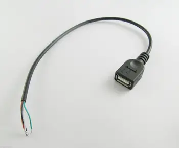 10шт USB 2.0 A Женский разъем 4 Pin 4-проводной Кабель для зарядки данных Разъем Шнура DIY 30см