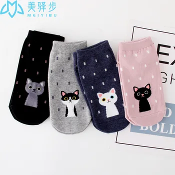 12 пар в комплекте носков с мультяшным котом, милые летние женские носки