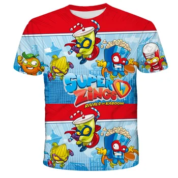 2023 Новая Летняя футболка для маленьких мальчиков Серии Los Super Zings с рисунком и принтом Dibujos De SuperZings, Детская одежда Для девочек