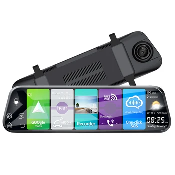 4G Dash cam Android8.1, автомобильная камера 9,66 Дюймов, сенсорный экран 1080P, двойной объектив, автомобильный черный ящик GPS
