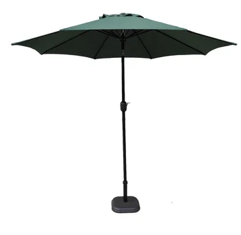 9-футовый зонт для патио с вентиляционным отверстием и механизмом наклона (темно-зеленый) Уличный зонт