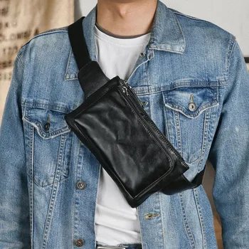 AETOO Кожаная мужская поясная сумка в стиле ретро с цветочным принтом, мужская сумка через плечо, уличный тренд, нагрудная сумка из воловьей кожи, поясная сумка для мужчин