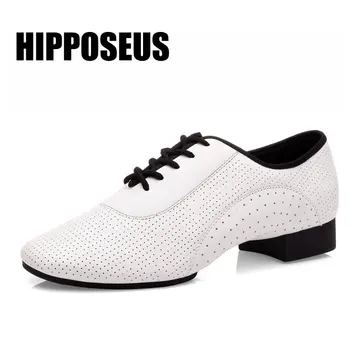 Hipposeus/Мужская Танцевальная обувь Для мальчиков, Современная Обувь для Танго и Сальсы, Профессиональная обувь Для Танцев На мягкой/резиновой Подошве, Белая, Высокое Качество