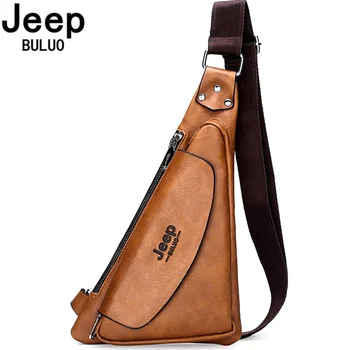JEEP BULUO Известный бренд, сумки через плечо для мужчин, Мужская сумка через плечо, Маленькая сумка из спилка, Черная нагрудная сумка, Высокое качество, 2021