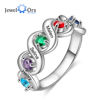 JewelOra Персонализированная Гравировка 5 имен Материнское кольцо Витая Бесконечность Индивидуальные Обручальные кольца с камнем Рождения для женщин Подарки