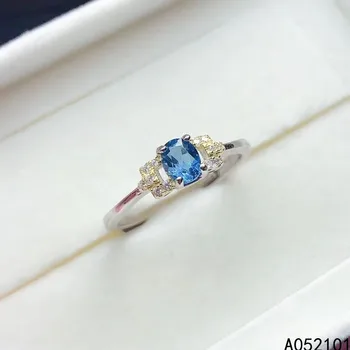 KJJEAXCMY fine jewelry S925 стерлинговое серебро, инкрустированное натуральным голубым топазом, модное кольцо для девочек, поддержка теста в китайском стиле с коробкой
