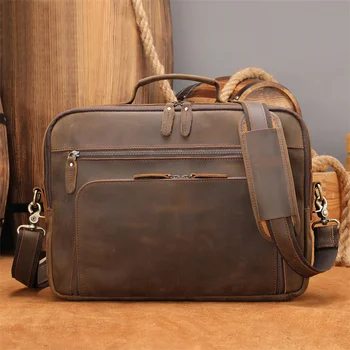 Newsbirds Кожаный портфель Мужская деловая сумка 100% из натуральной кожи британского дизайна Для ноутбука 14 Дюймов на плечо