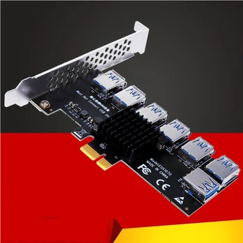PCIE 1-7 Riser Множитель порта PCIE USB3.0 Riser PCI Express X16 Адаптер PCI-E 1X-16X Card Riser Для видеокарты BTC Mining