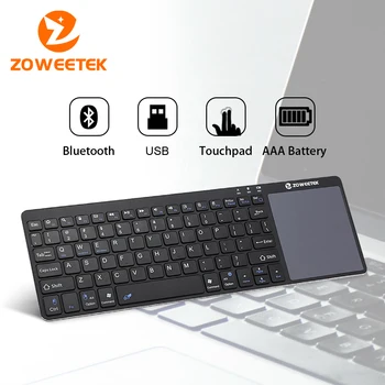 Zoweetek K12BT-1 Мини Беспроводная клавиатура Bluetooth на испанском языке, сенсорная панель, пульт дистанционного управления для ПК Android TV Box