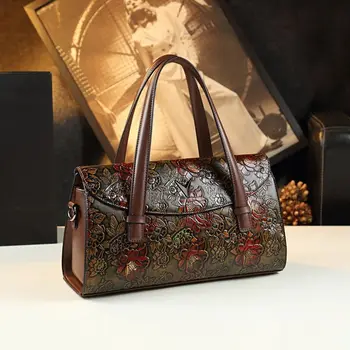 Винтажные женские сумки с цветочным дизайном, Новинка 2023, Роскошные женские сумки-тоут, Дизайнерская сумка для подмышек из натуральной кожи