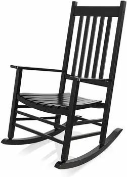 Деревянное кресло-качалка, Большое Крыльцо, Кресло-качалка для сада, Садовые стулья, Балконные стулья Черного цвета