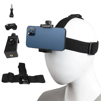 Держатель мобильного телефона с креплением на голову, кронштейн для видеосъемки от первого лица на открытом воздухе для iPhone Samsung GoPro 11 10 9