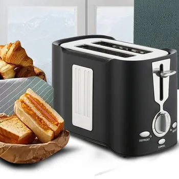 Домашний Автоматический Тостер для выпечки Хлеба, Машина для Завтрака, Нержавеющая Сталь, 2 Слота для ломтиков, Хлебопечка, Кухонные Тостеры