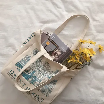 Женская холщовая сумка через плечо, сумки для ежедневных покупок London Daunt Books, Студенческая сумка для книг, Сумки из Хлопчатобумажной ткани, Большая сумка-тоут для девочек