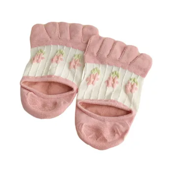 Женские носки с пятью пальцами в цветочек, японские силиконовые нескользящие носки для милой девушки в стиле колледжа, невидимый носок-лодочка, милые Meias