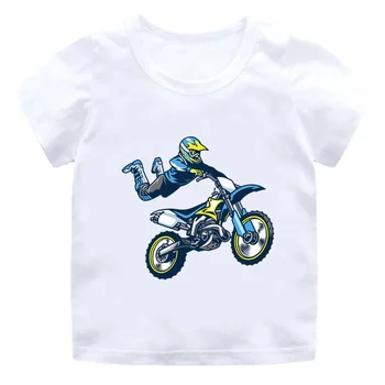 Забавный мотоциклист для мотокросса, крутая Детская футболка Для маленьких мальчиков, Повседневная забавная футболка, Детская Уличная одежда Для девочек/мальчиков от 3 до 15 лет