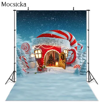 Зимний рождественский фон Mocsicka для фотосъемки, фон со снежинками для фотостудии, День рождения, Декор для новогодней вечеринки
