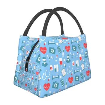 Изготовленная на заказ сумка для обеда с рисунком медсестры, женский термоохладитель, изолированный ланч-бокс для пикника, кемпинга, работы, путешествий