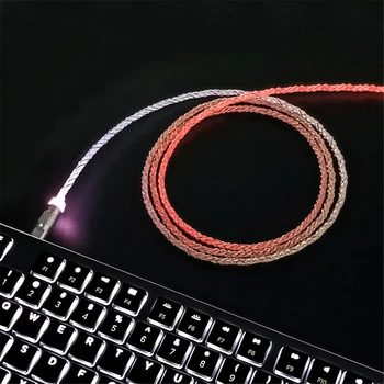 Кабель для передачи данных с полным протоколом USB Type-C, Кабель для зарядки телефона, RGB светоизлучающий кабель для клавиатуры